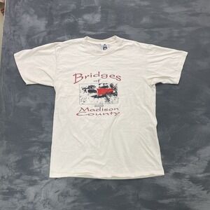 Vintage Bridges of Madison County Shirt mens Large white 1990s USA Lee
